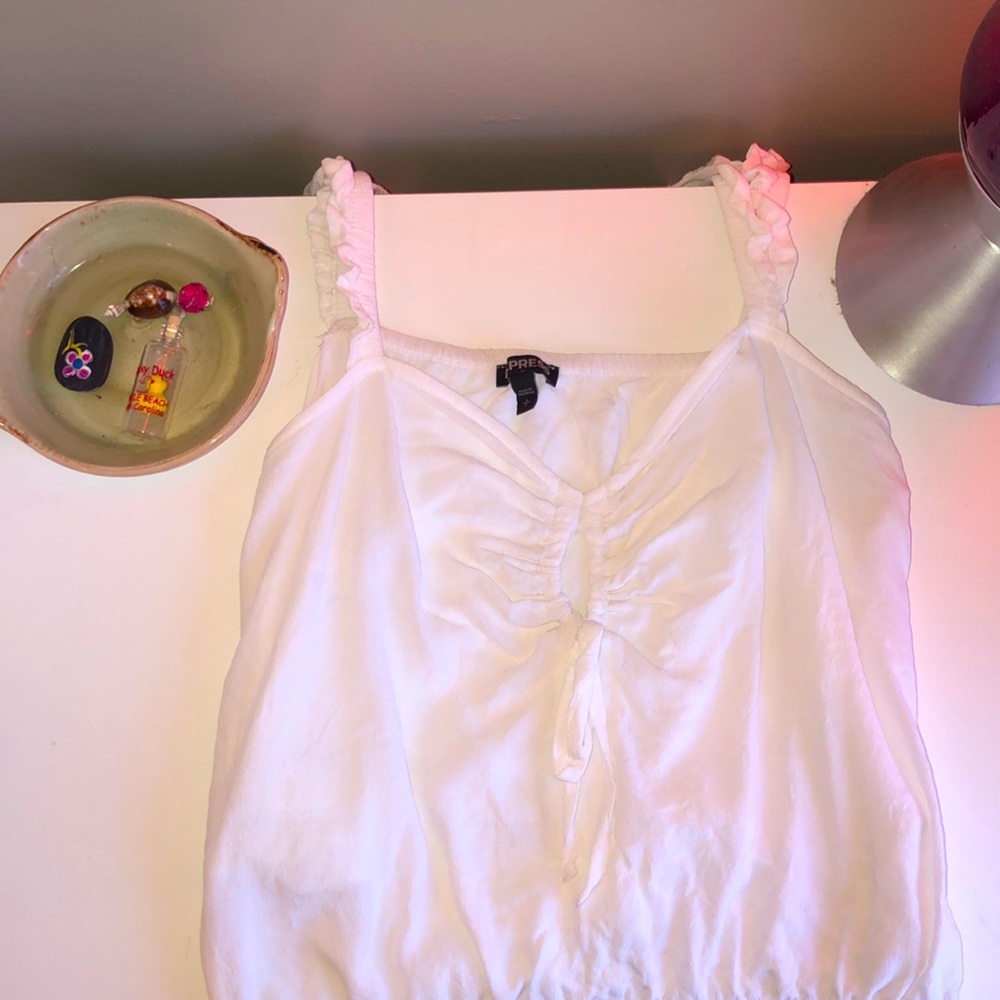 a express white crop top.